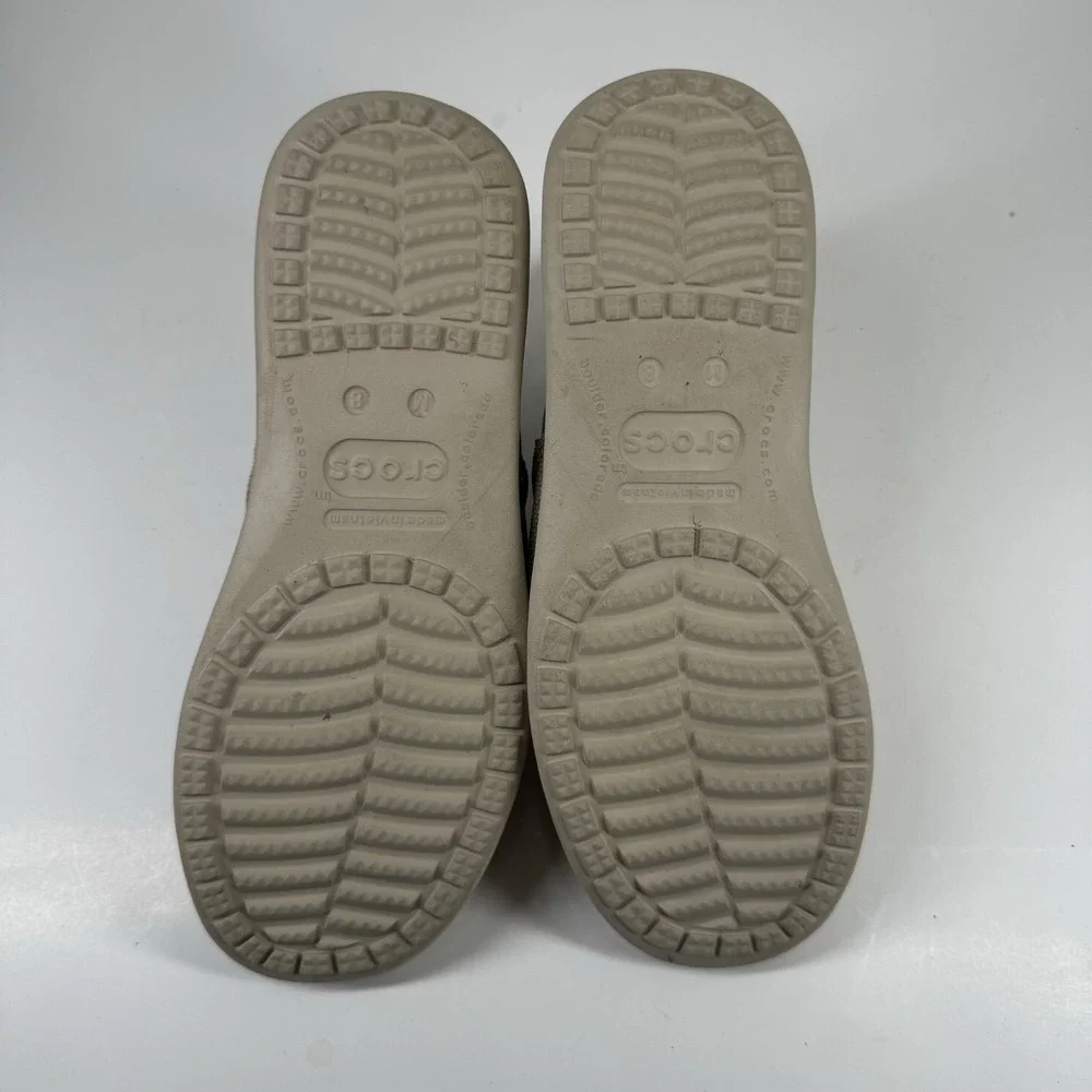 Crocs Santa Cruz Clean Cut Men's US 8‎ Khaki Canvas Slip-On Casual Loafer Shoes